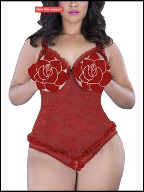 Sexy One-Piece Teddy Bodysuit Plus Size Lingerie Lace